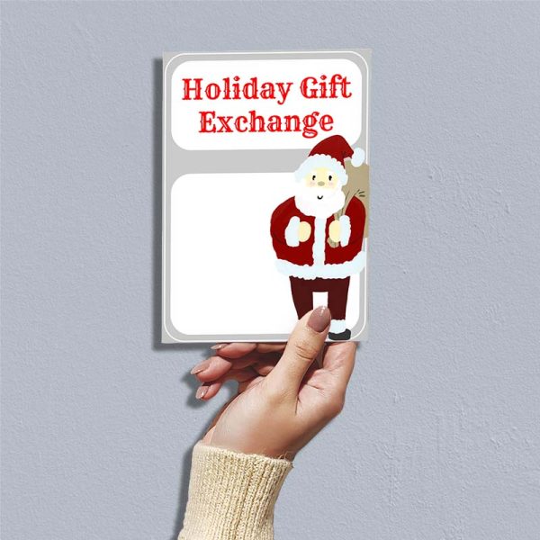 Template Photo Gift Exchange Printable Invitation Card: Holiday Santa Claus
