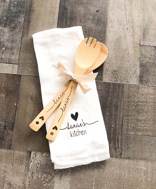 Engraved Utensils Tea Towel - Hostess Gift