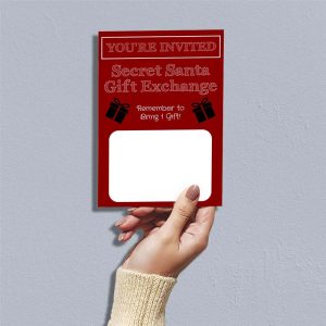 Template Photo Gift Exchange Printable Invitation Card: Red & White