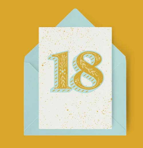 Minimalistic Gold & Blue Card - 18th Birthday Card
