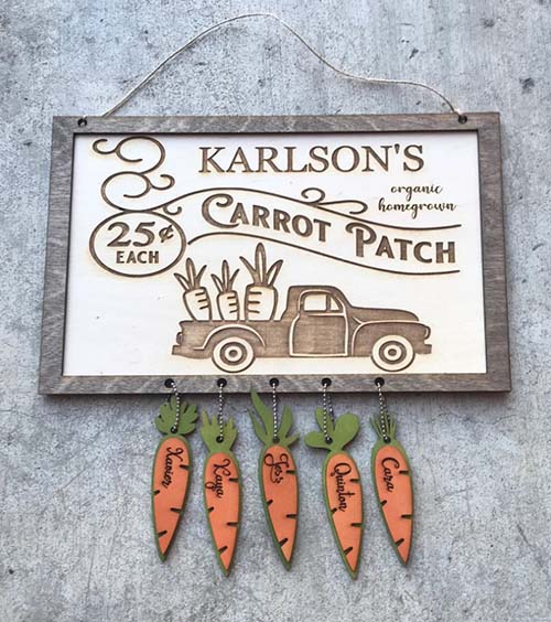 Custom Family Carrot Patch Sign