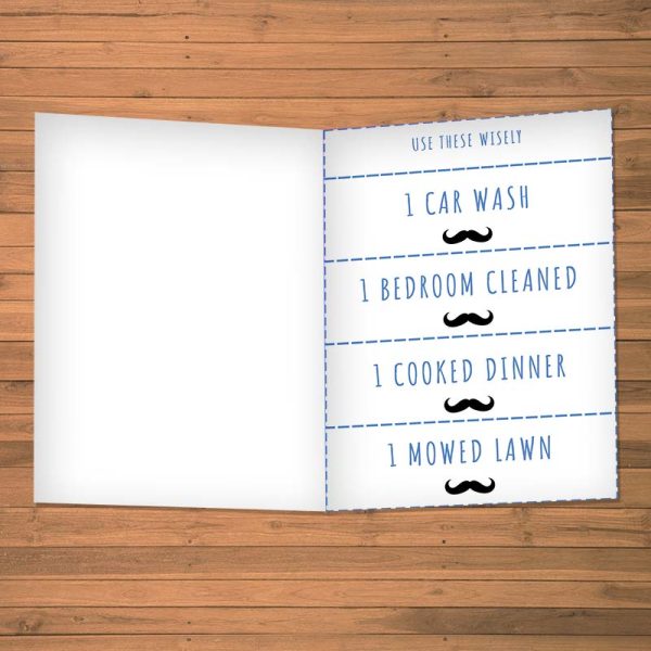 Father's Day Card "Moustache and Coupons" Inside Page