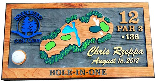 Custom Carved Holes Plaque - Hole in One Gifts