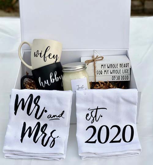 Wedding Gifts for Couple (11 Piece Set), Cool Engagement Gifts Baskets for  Newlywed, Unique Mr and Mrs Gifts for Bride and Groom, Bridal Shower Gift