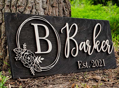 Wooden Family Name Sign - Wedding Gifts for No Registry