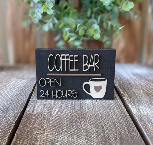 Creative Coffee Bar Decor: Wooden Sign - coffee bar decor