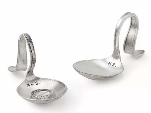 Mr & Mrs Vintage Silver Spoon Ring Dishes