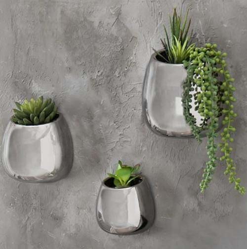 Silver Ceramic Wall Planters