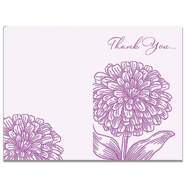 Pink Chrysanthemum Thank You Card - Front & Back