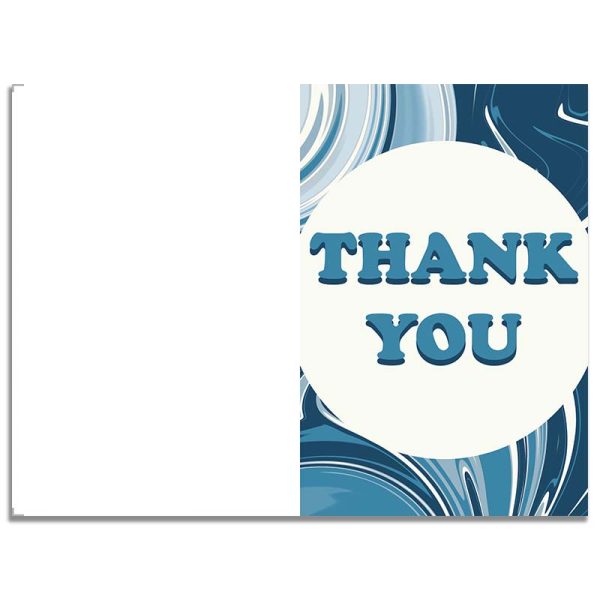 Retro Blue Thank You Card - Front & Back
