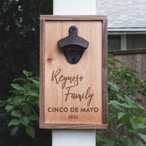 Customizable Wooden Bottle Opener - Cinco de Mayo Gifts