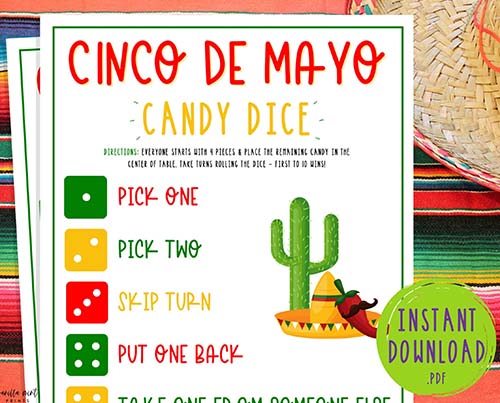Candy Dice Game - Cinco de Mayo Party Ideas