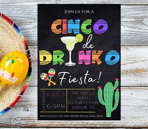 Cinco de Drink Party Invite - Cinco de Mayo Party Ideas