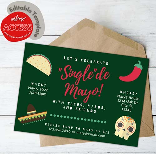 Single de Mayo Party Invite - Cinco de Mayo Party Ideas