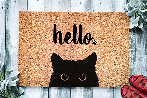 Black Cat Welcome Mat - Friday the 13th Gifts