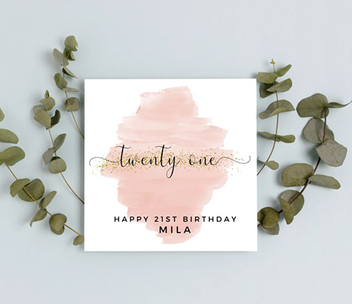 21st Birthday Wishes - Blush Pink Birthday Card