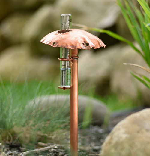 Copper Mushroom Rain Guage
