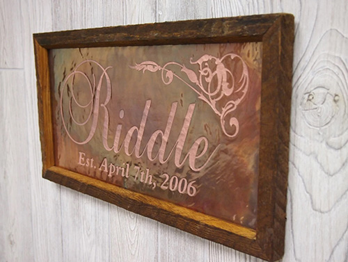 22nd Anniversary Gift- Engraved Copper Plaque