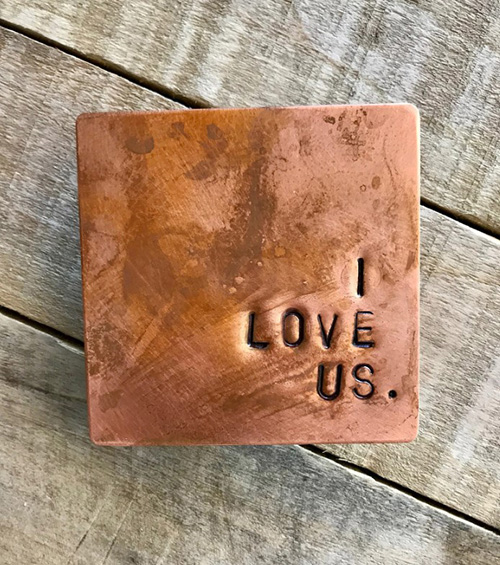 22nd Anniversary Gift- I Love Us Hand stamped Copper