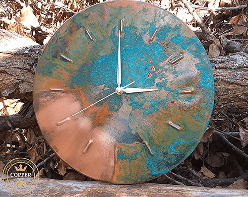 22nd Anniversary Gift- Patina Old Copper Wall Clock