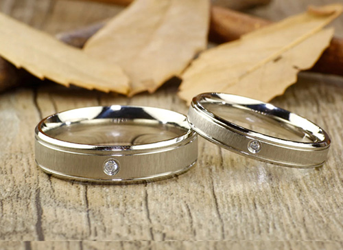 Engraved Diamond Ring Set