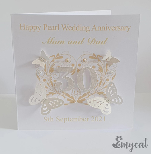 Handmade Pearl Wedding Anniversary Card