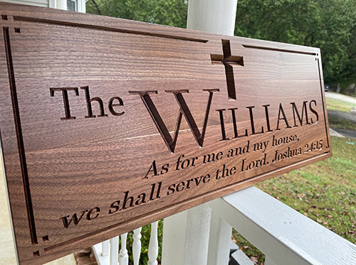 As for Me and My House Sign - Deeply Engraved Wooden Sign