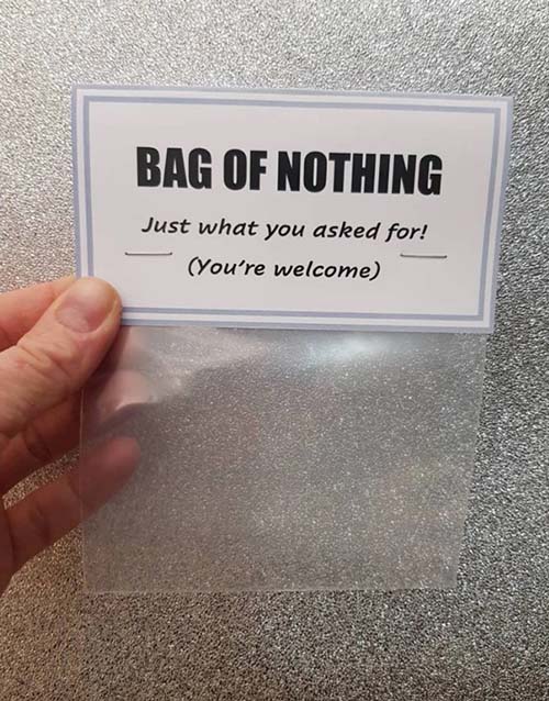 Gifts for Minimalists - Bag of Nothing