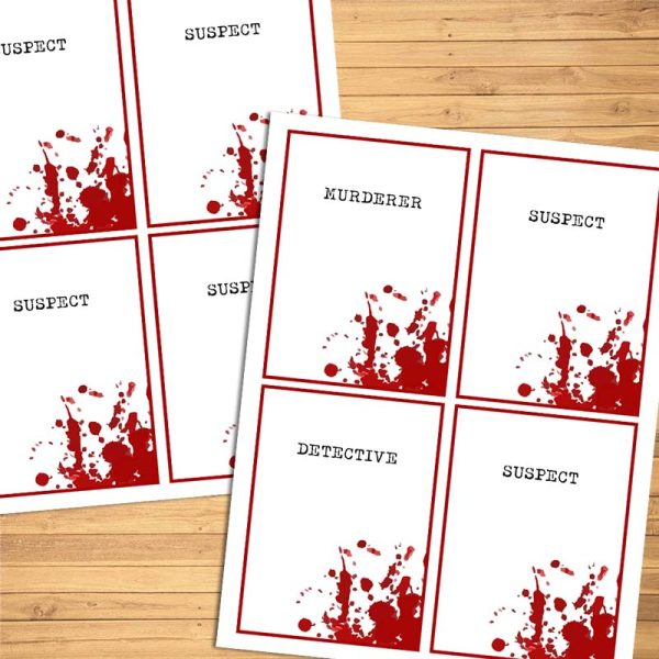 Murder in the Dark Game - Printable Cards