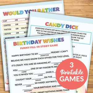 Printable Birthday Games: Rainbow Edition