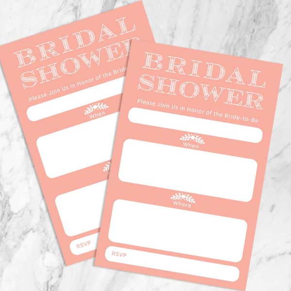 Printable Bridal Shower Invite - Salmon Pink Floral Frame