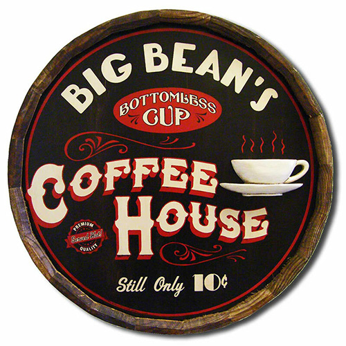 Vintage Coffee House Barrel Sign
