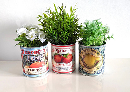 Vintage Food Tins Flower Pots