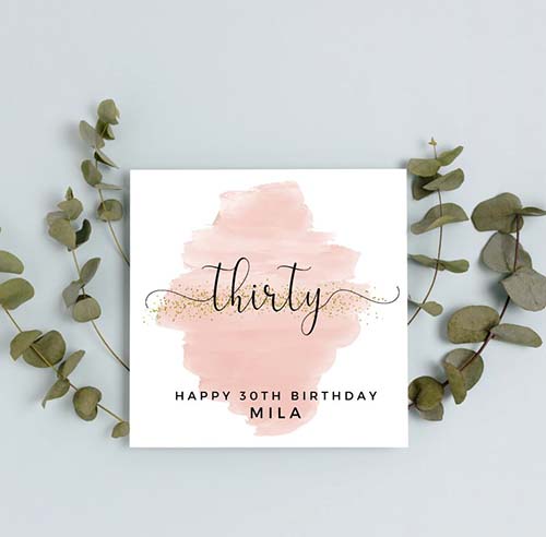 30th Birthday Wishes: Rose Pink Card
