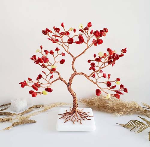 35th Anniversary Gifts - Jade Coral Wired Tree