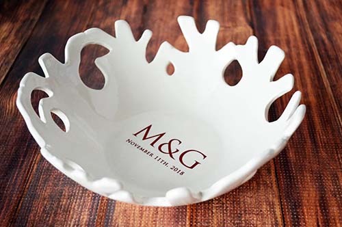35th Anniversary Gifts - Personalized Coral Jewelry Bowl