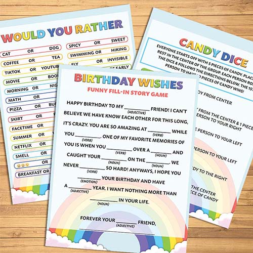 Birthday Party Games - Rainbow Game Set