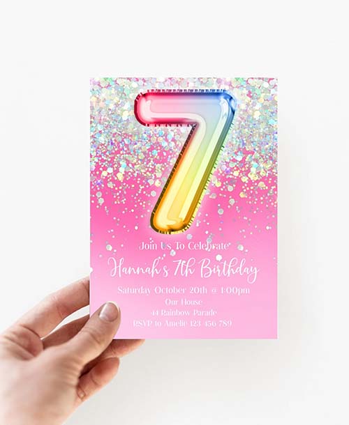 Birthday Party Ideas - Colorful Bubble Number Invite