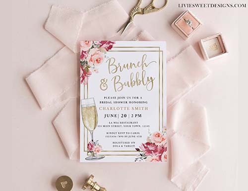 Bridal Shower Party Ideas - Brunch & Bubbly Invites