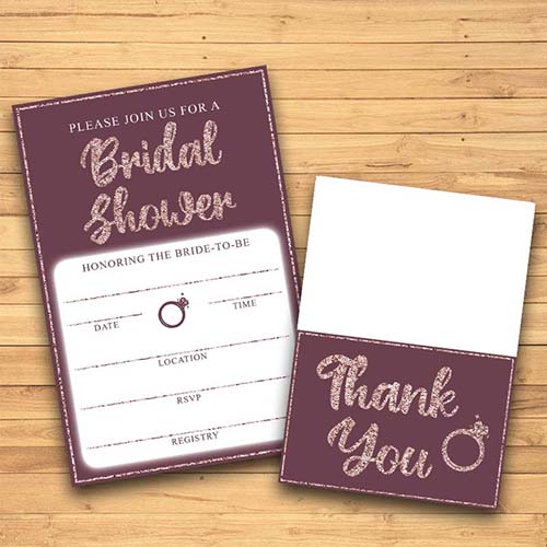 Bridal Shower Party Ideas - Rose Gold Invites & Thank You Cards