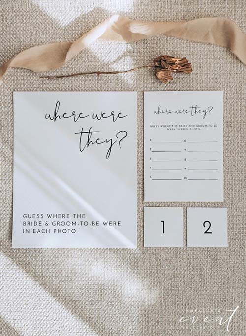 Bridal Shower Party Ideas - Where Were They Game