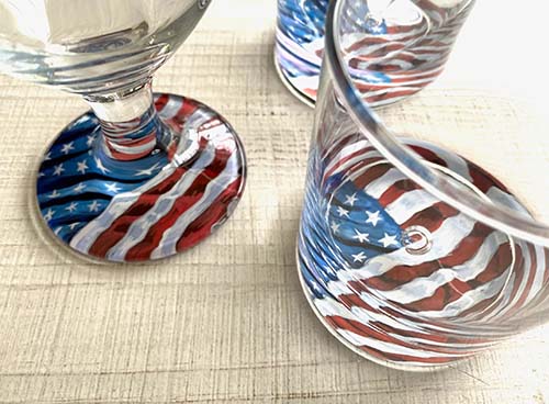 Hand Painted American Flag Glasses
