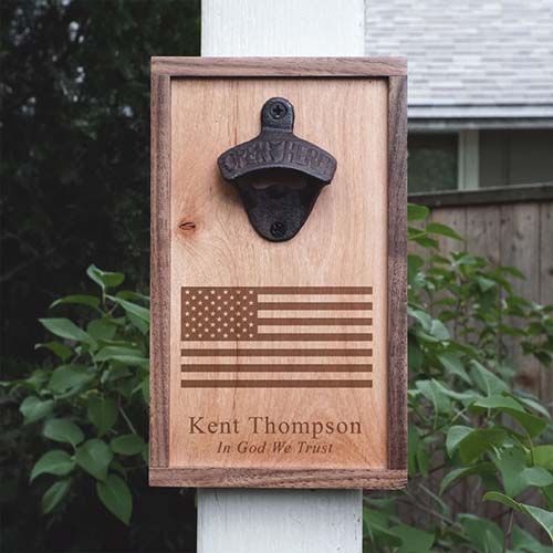 Patriotic Gifts - Personalized American Flag Bottle Opener