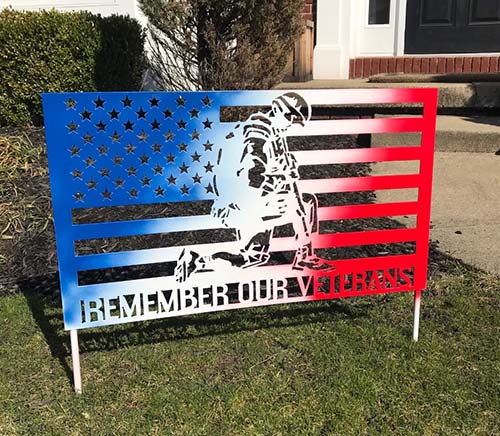 Patriotic Gifts - Remember Our Veterans Metal Lawn Sign