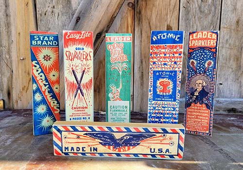 Patriotic Gifts - Vintage Sparkler Wooden Blocks