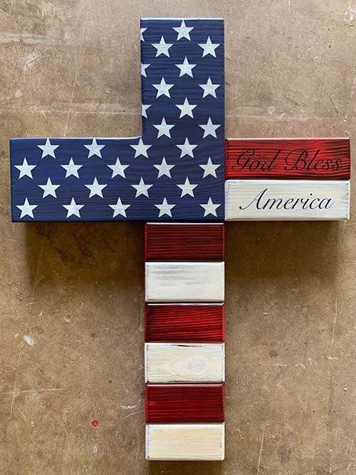 Patriotic Gifts - Wooden American Flag Painted Cross