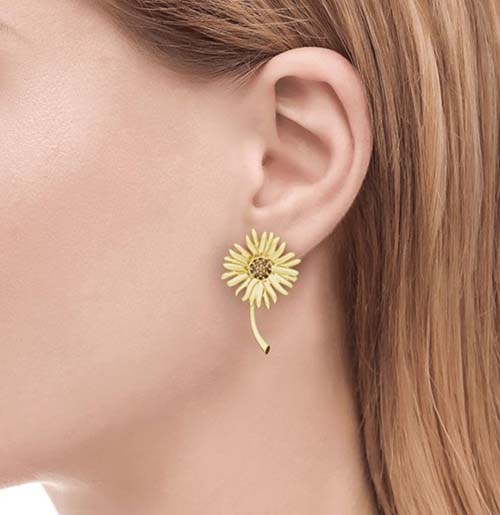 3rd Anniversary Gifts - Sunflower Stud Earrings