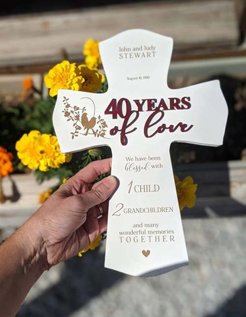 40th Anniversary Gifts - 40 years of love personalized cross