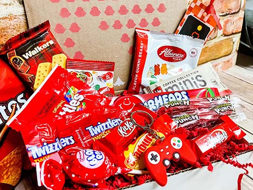 40th Anniversary Gifts - ruby red box of snacks
