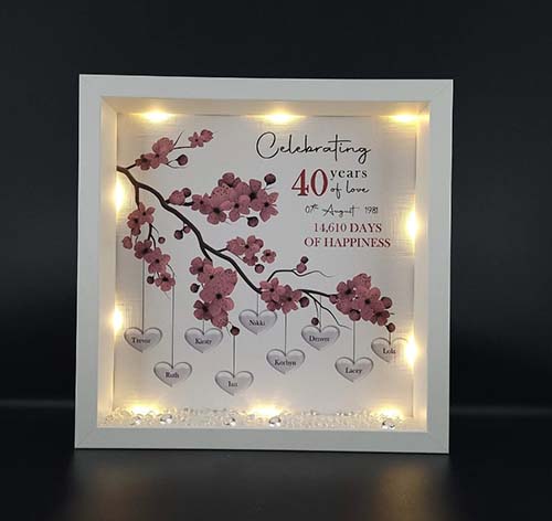 40th Anniversary Gifts - celebrating 40 years of love